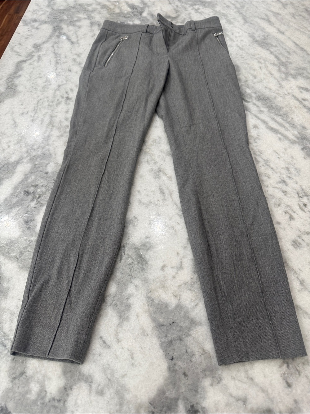 Express Men's Gray Dress Pants with Zip Pocket Accents